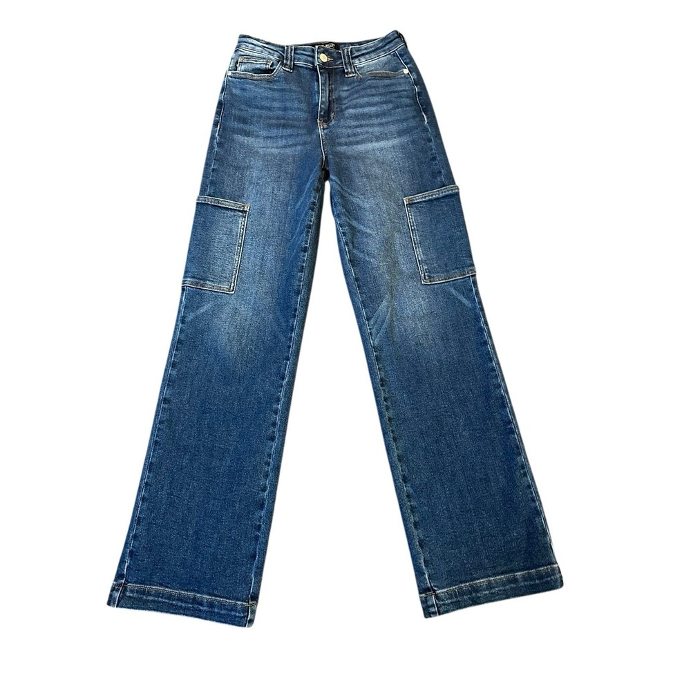Judy Blue High Rise Wide Leg Cargo Jeans Size 3 (26x30) EUC